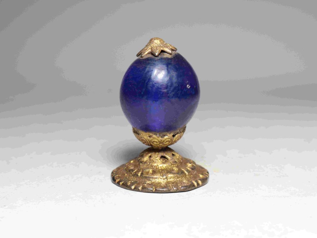 QING DYNASTY SAPPHIRE CAP: Qing Dynasty sapphire cap.size(53*38), 72.5g