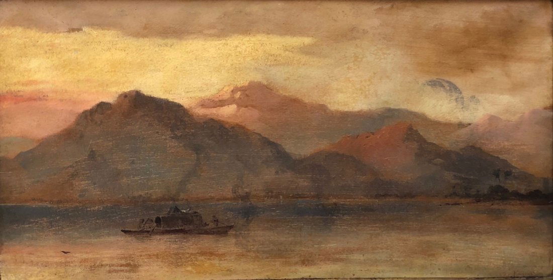 Antique SIGNED Asian Oil On Canvas Painting (1 of 4)