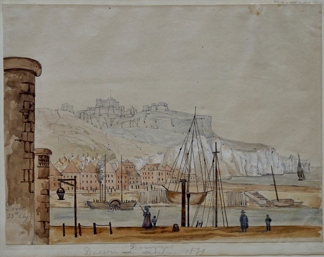 19th Century Watercolor Douvres England 1839 (1 of 3)