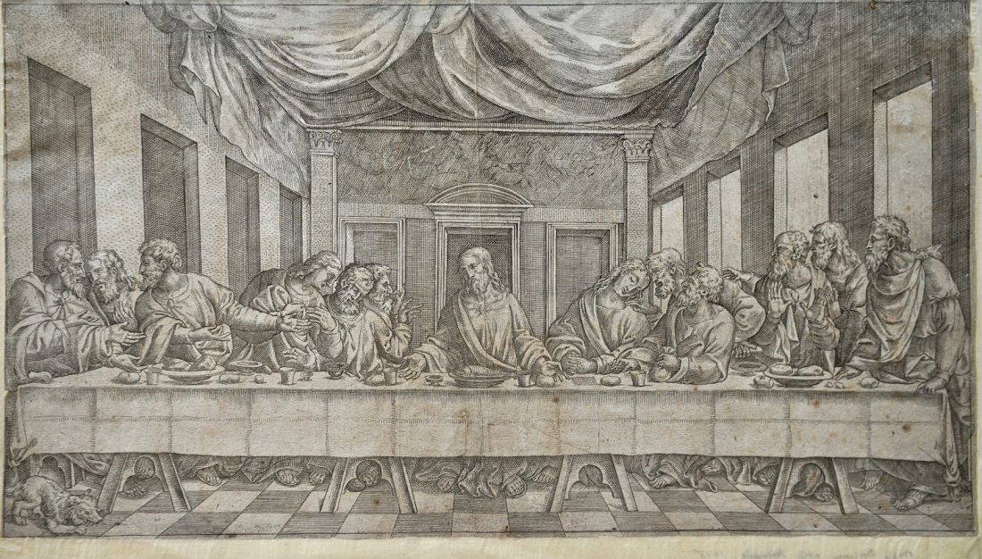 16th Century Last Supper Etching By ORAZIO BORGIANNI (1 of 3)