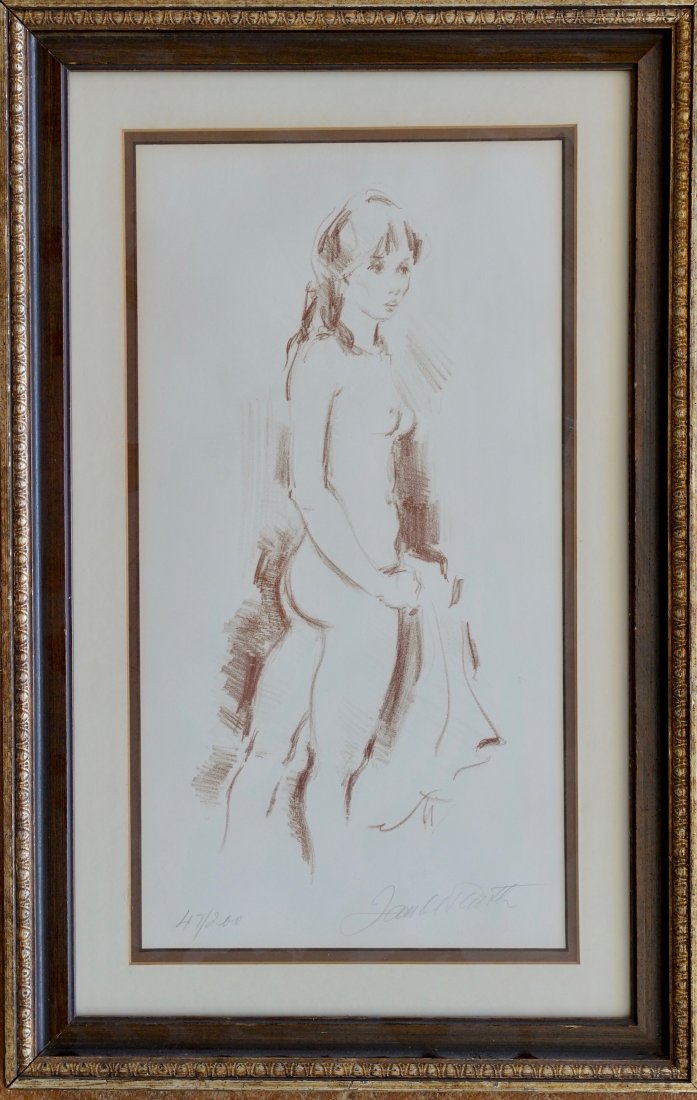 JAN DE RUTH (1922-1991) Czechoslovakia: Jan De Ruth (1922 - 1991) Nude. Pencil signed lithograph. 22 1/2 x 14 1/2 in. Framed. Edition size 200.