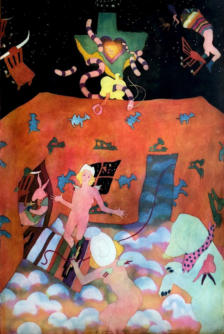 DAN MITCHELL ALLISON (b.1953) Texas Silkscreen: DAN MITCHELL ALLISON (b.1953) Texas Silkscreen. pencil signed edition of 10. "Wide Open Spaces" 35 x 23 in.