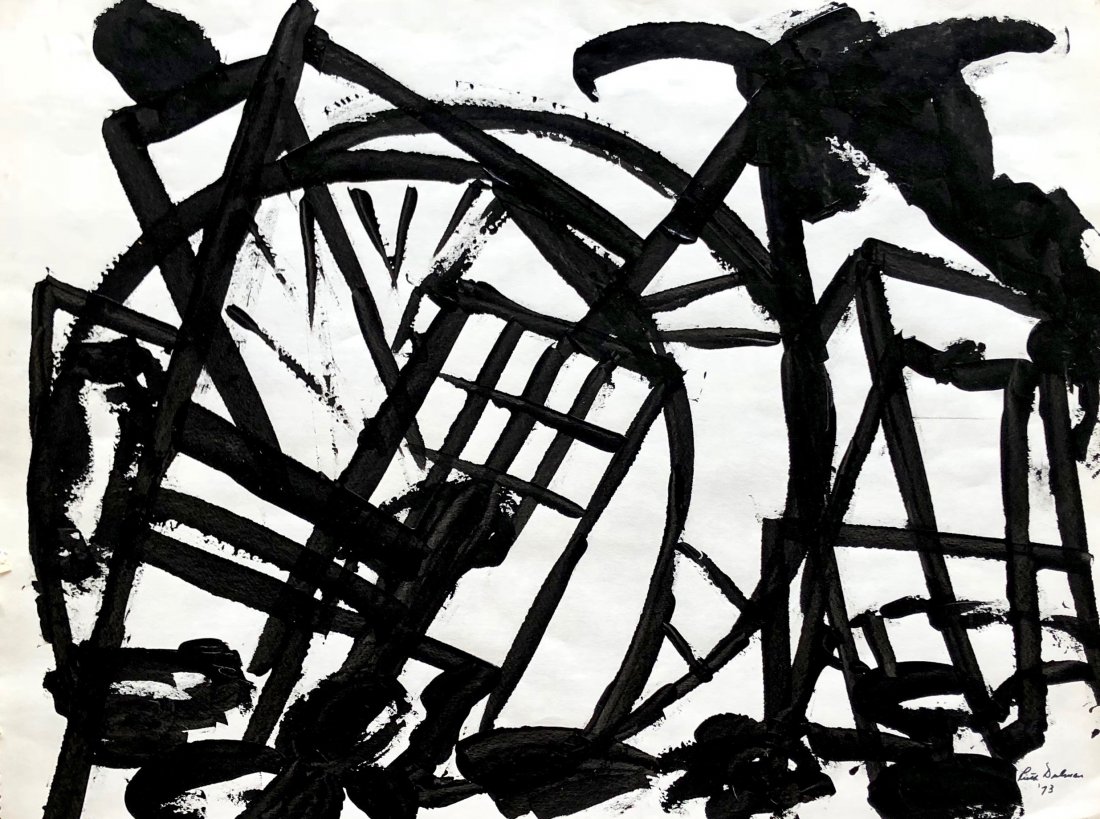 RUTH DULMAN 1973 Black & White Abstract: RUTH DULMAN 1973 Black & White Abstract. 24 x 18 in.