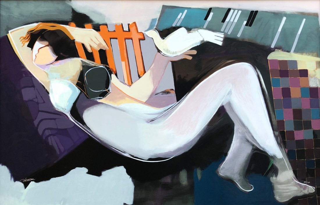 HESSAM ABRISHAMI (b.1951) Iran "Nude Night": HESSAM ABRISHAMI (b.1951) Iran "Nude Night". Edition 18/195. Signed by artist. 44 x 28 1/2 in. 48 x 32 1/2 in. Framed. Giclee