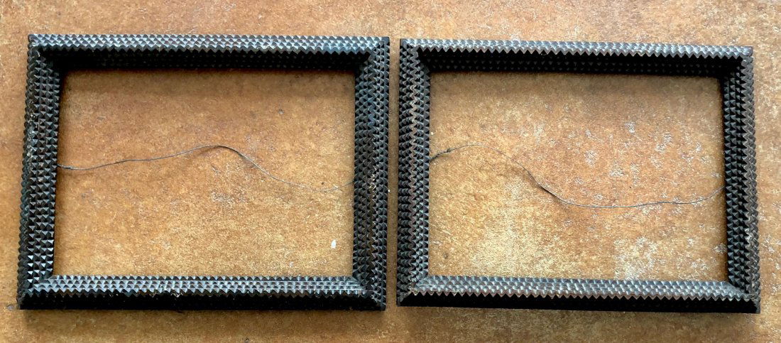 (2) Tramp Art Frames Early 1900's 16x21 in (1 of 6)
