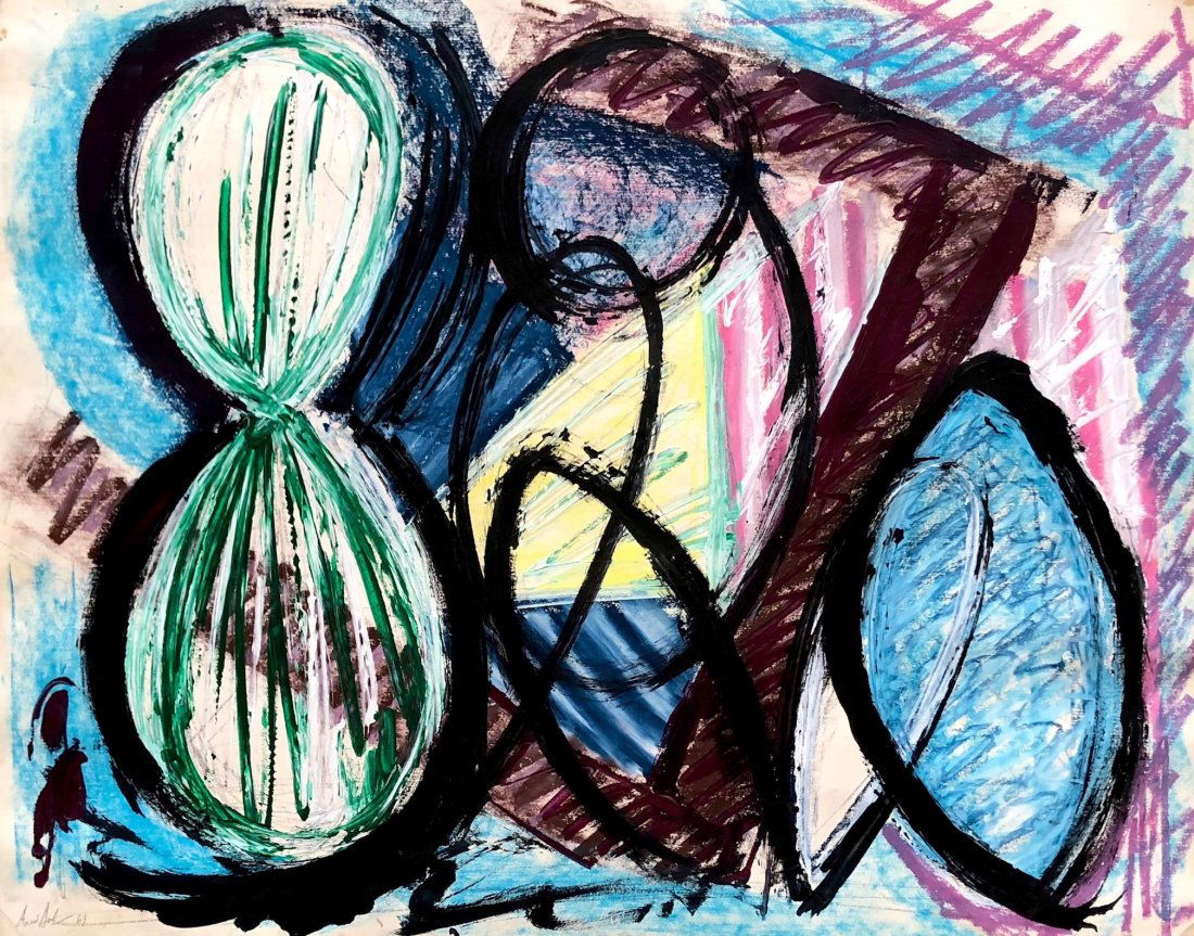 Mixed Media Abstract Signed Illegibly 1961 (1 of 5)