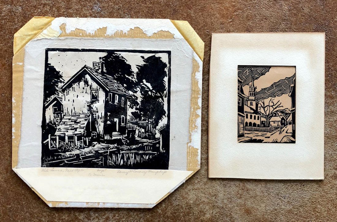 (2) New Hope, PA Bucks County Woodblock Prints: (2) New Hope, PA Bucks County Woodblock Prints. Both are pencil signed. 9 x 7 in, 12 x 12 in