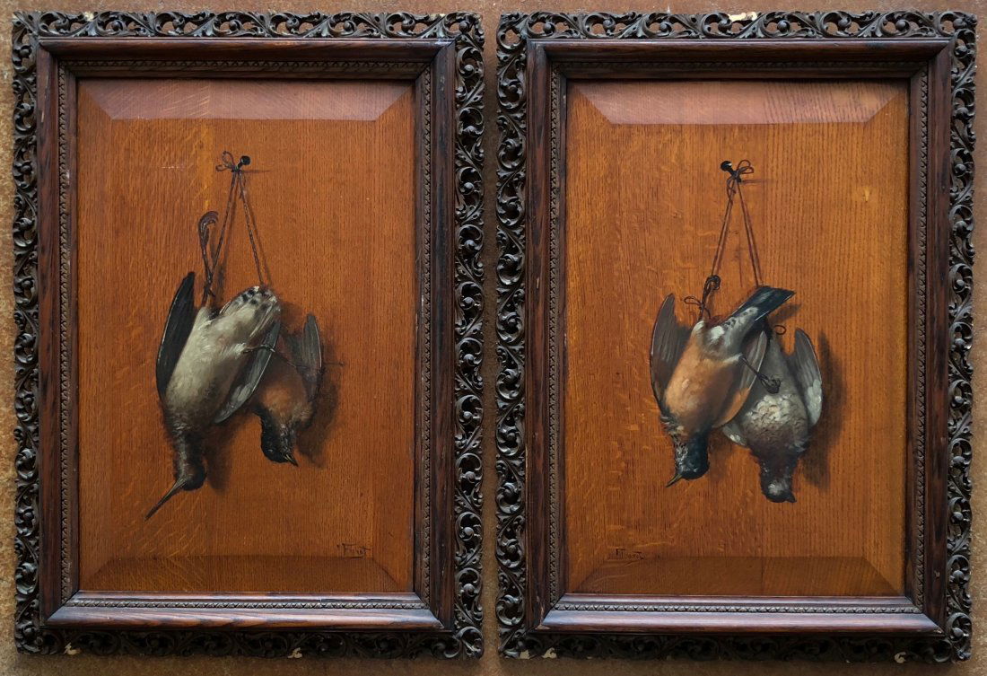 (2) E. FREROT (French, 19th C) Dead Game Bird Paintings (1 of 9)