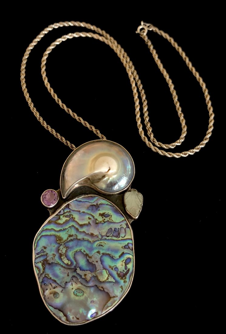 AMY KAHN RUSSELL Large Abalone Pendant Necklace 24" (1 of 4)
