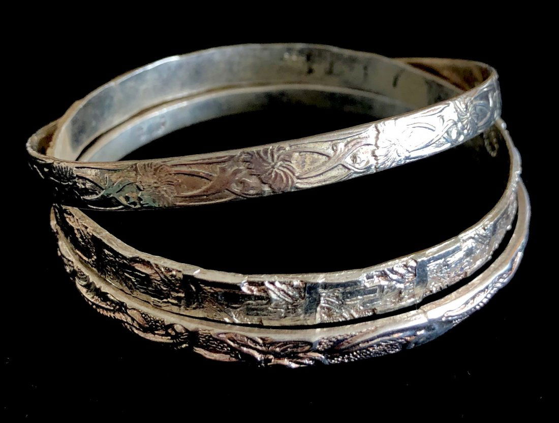 (3) Sterling Silver 925 TAXCO Mexico Bangle Bracelets (1 of 3)