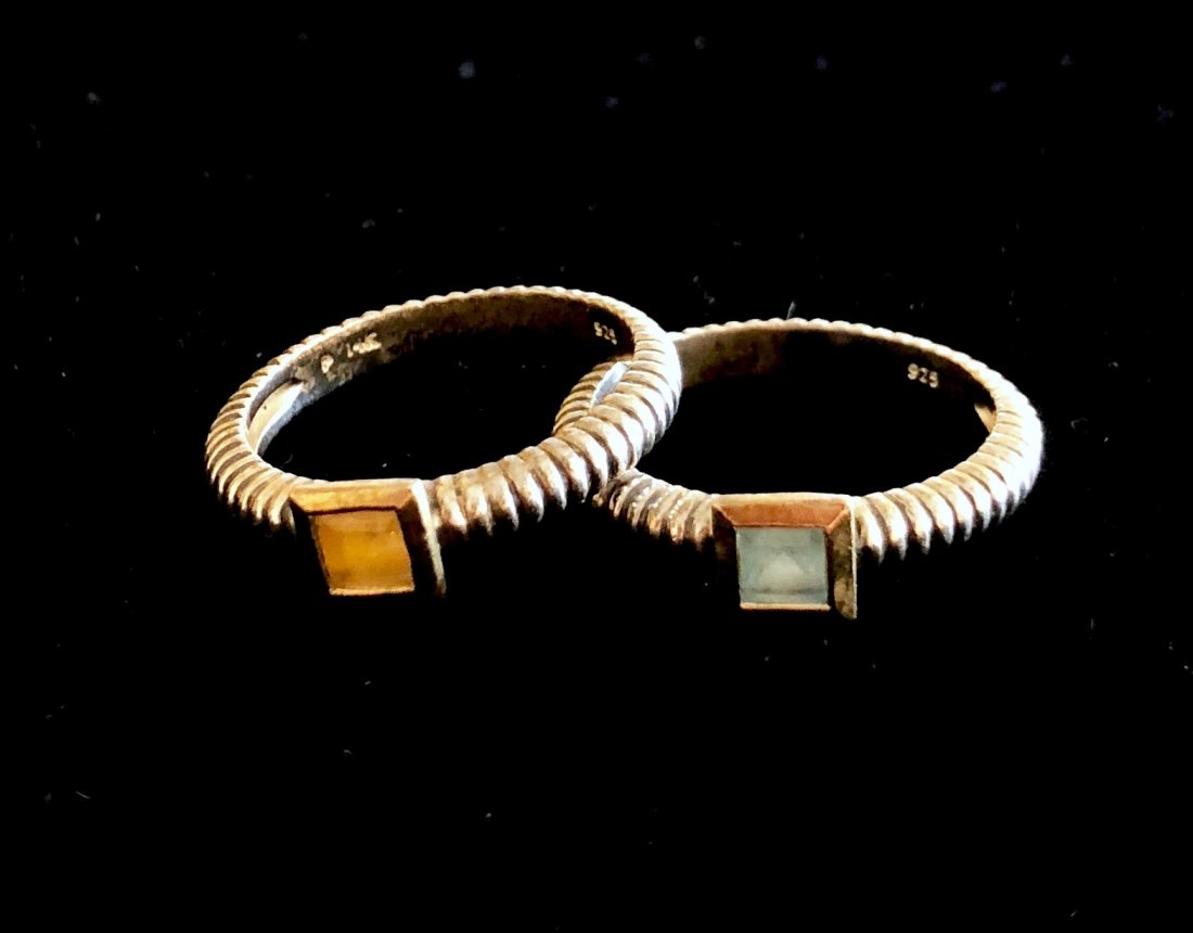 (2) Sterling Silver & 14KT Gold Gemstone Rings (1 of 6)