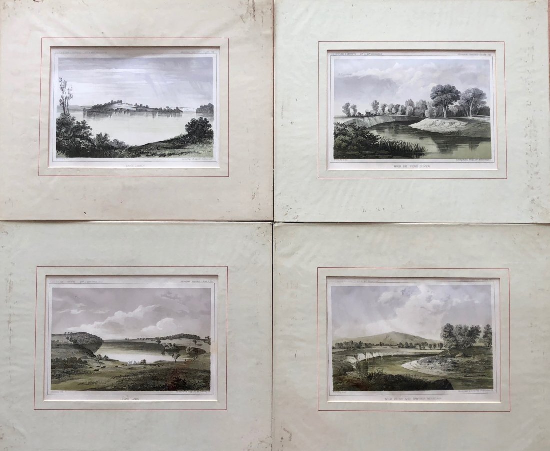 (4) Explorations & Surveys Chromolithographs Pacific: All in this lot are 47th & 49th parallels by John Mix Stanley. This collection contains: PIKE LAKE, LAKE JESSIE, BOIS DE SIOUX RIVER, & MILK RIVER & PANTHER MOUNTAIN. These were part of collection mad