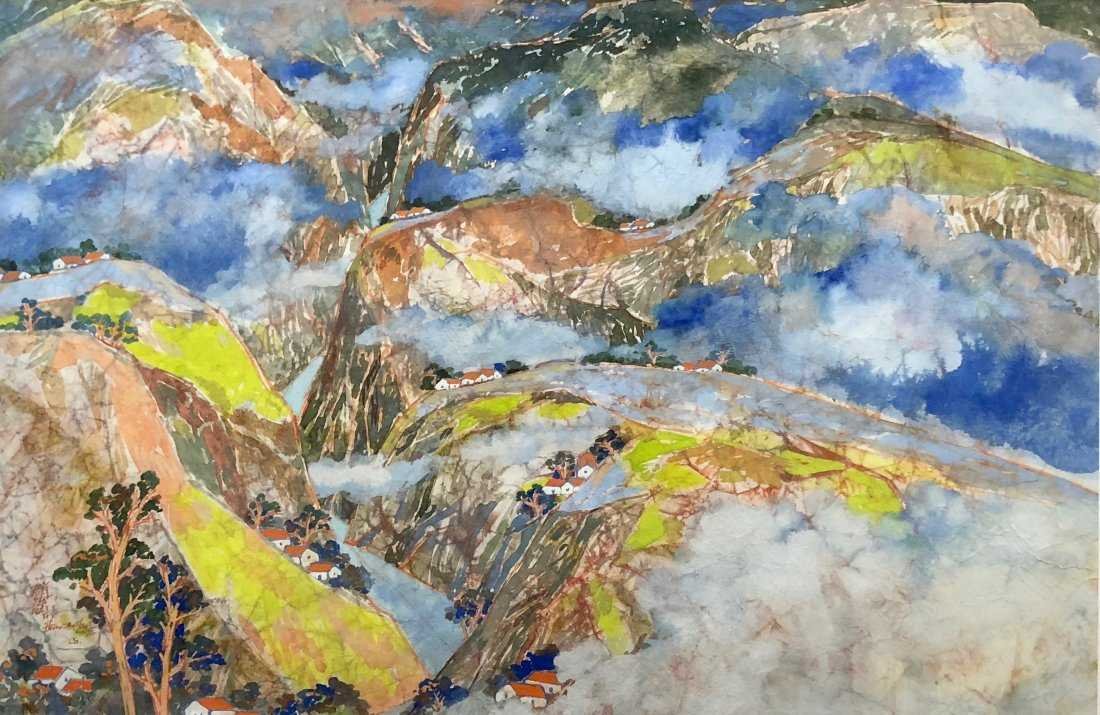 Illegibly Signed Chinese Impressionist Watercolor (1 of 4)