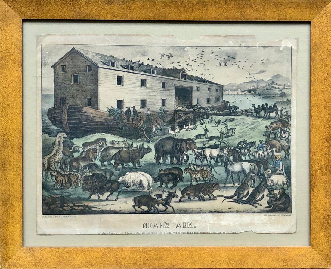 CURRIER & IVES Colored Lithograph, Noah's Ark (1 of 6)
