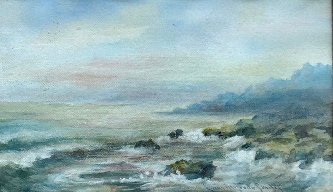 LILLIAN GERTRUDE SMITH (d.1945) Nantucket Artist: Seascape. Watercolor."Lillian Gertrude (Smith) Rockwood, known affectionately as “Miss Lillian,” lived in Auld Lang Syne on Broadway in Sconset during the summer from 1909 to 1930. Like Jane Brews