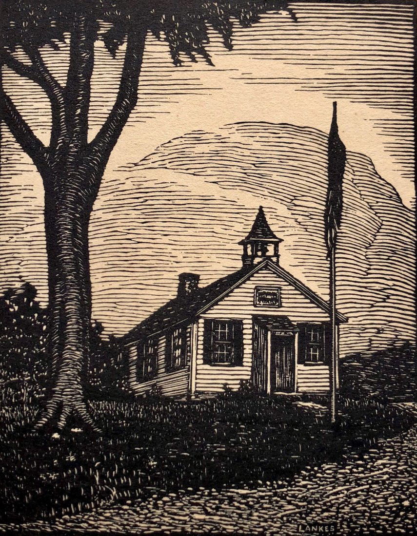 JULIUS LANKES (New York, 1884-1960) Woodblock Print: New York, North Carolina artist. Signed in plate. On cardboard. 7 1/2 x 6 in. (Folio), 15 x 11 3/4 in. (Board). Born in Buffalo, NY,J ulius John (J.J.) Lankes (American, 1884-1960) noted artist, illus