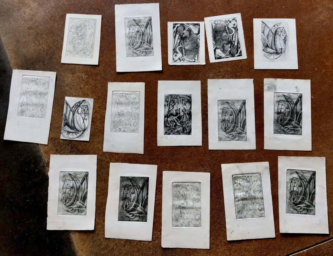 JAMES LANDGRAF (American, 20th C.) 16 Abstract Etchings (1 of 6)