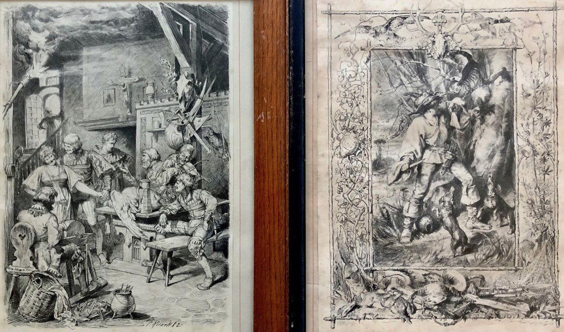 CARL RICKELT (1857-1944, German) Pair Of Drawings 1882 (1 of 13)