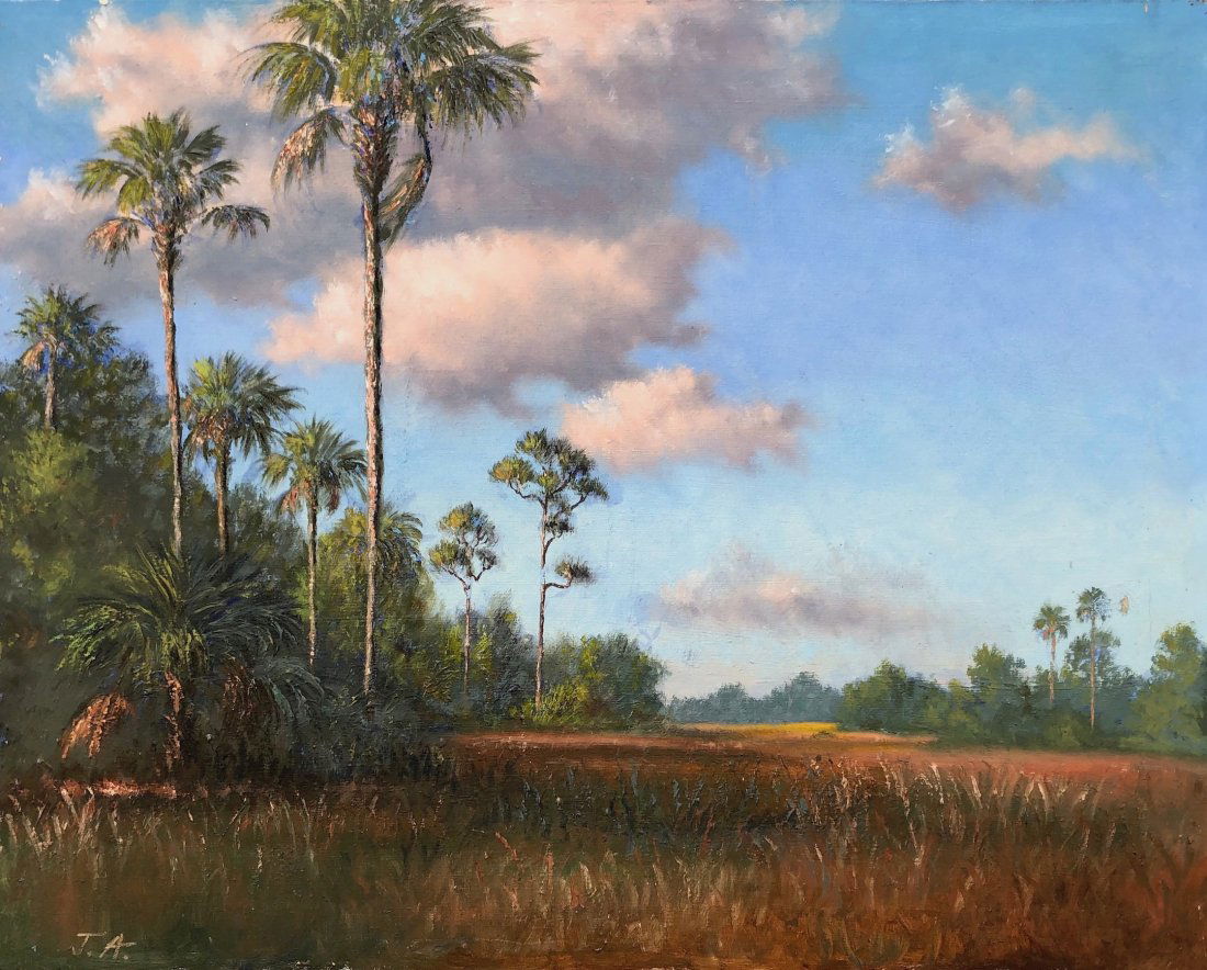 Signed Mid-Century Impressionist Florida Landscape (1 of 3)