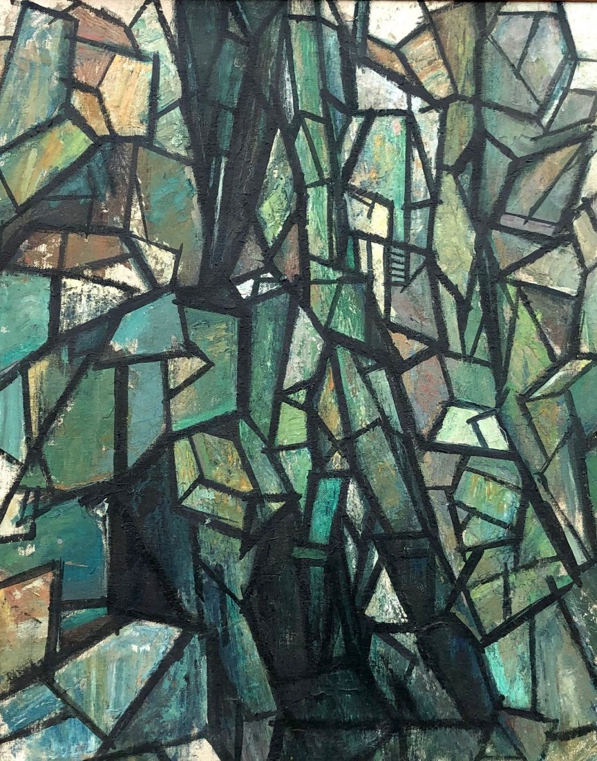 LORAN MONTGOMERY (1904-1999, Philadelphia ) Abstract: American modernist. Oil on canvas. 23 3/4 x 19 in. (framed), 20 x 16 in. (canvas). Provenance verso. Born on a farm in Mason City, Illinois, in 1904, Loran A. D. Montgomery began his studies in art at