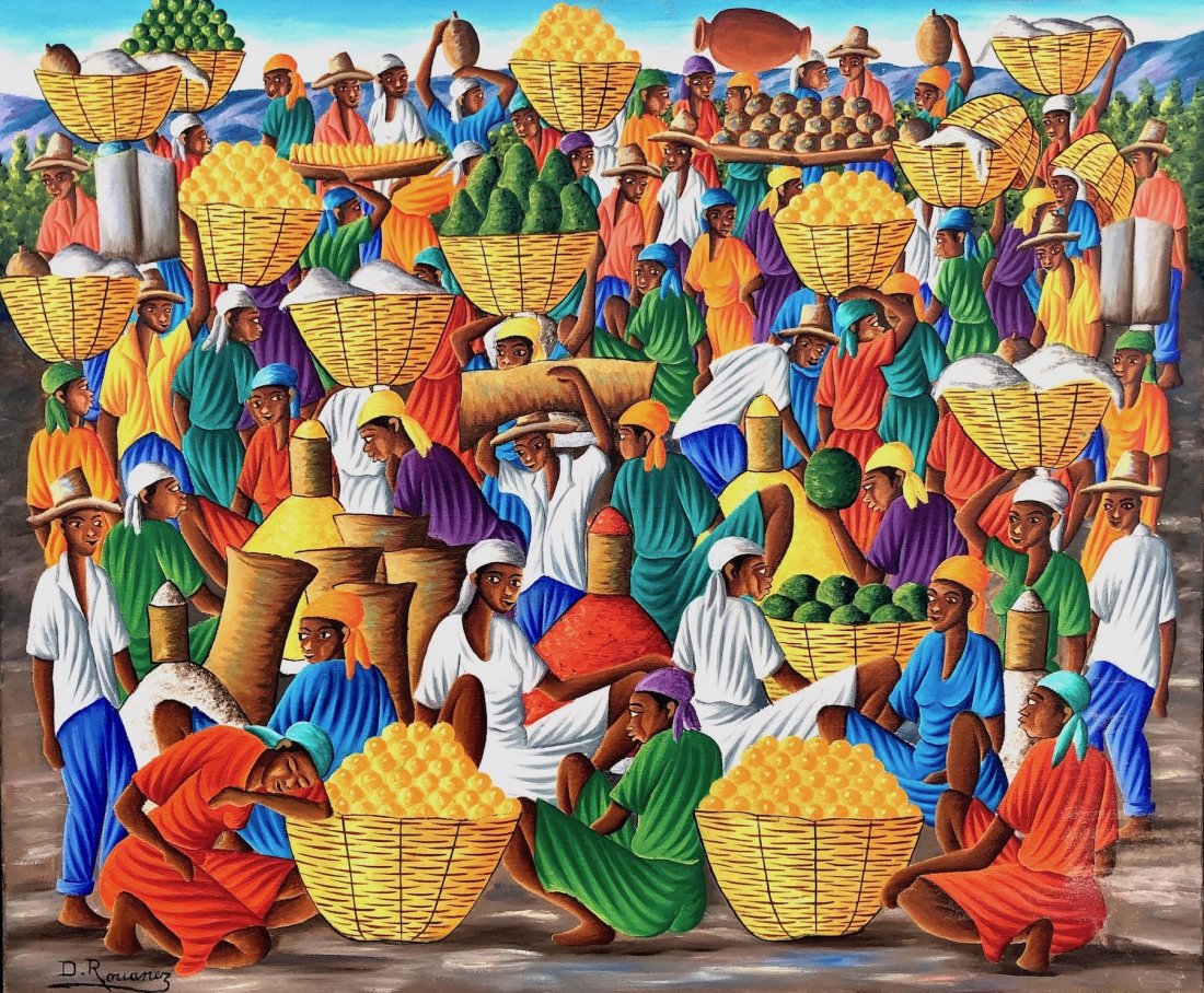DIEUDONNE ROUANEZ (b. 1920, Haiti) Naive Scene (1 of 4)