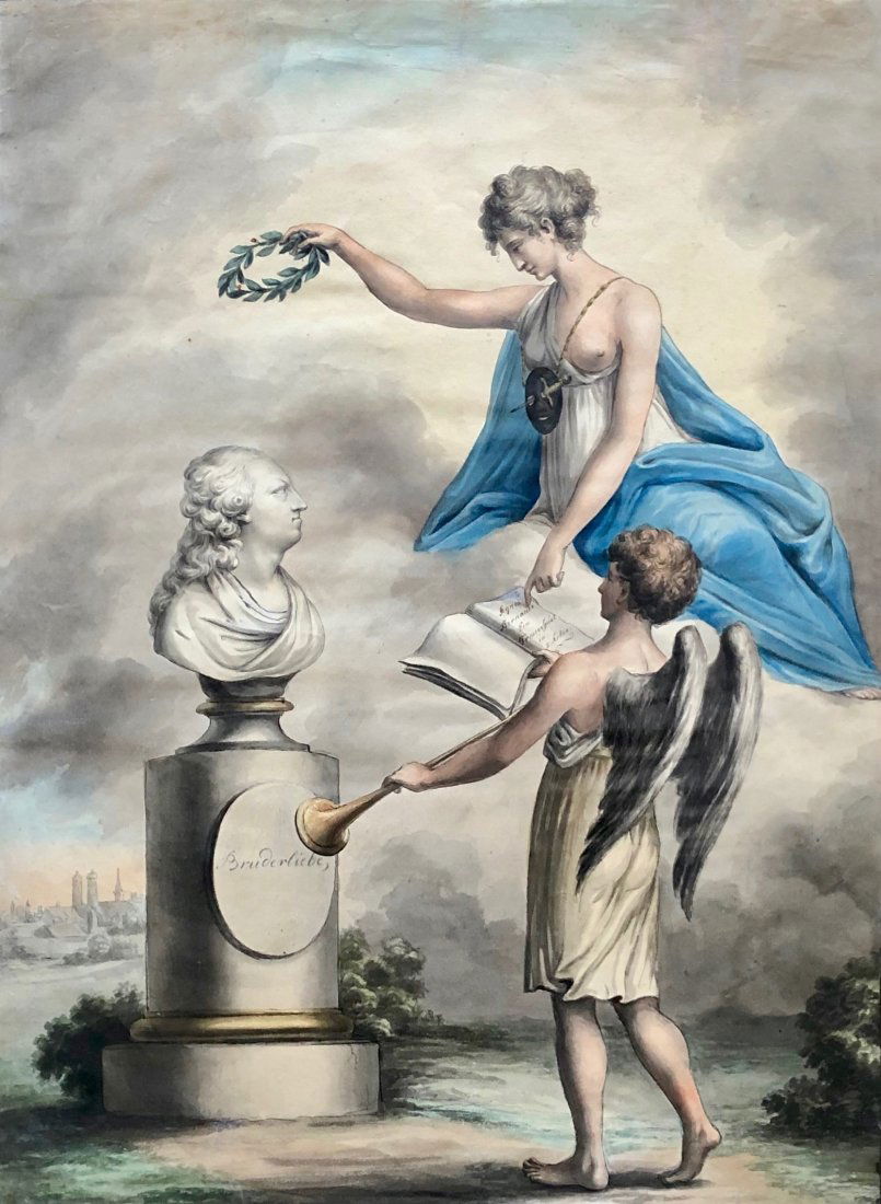 18th Century Bavarian Watercolor Of Agnes Bernaur 1790 (1 of 6)