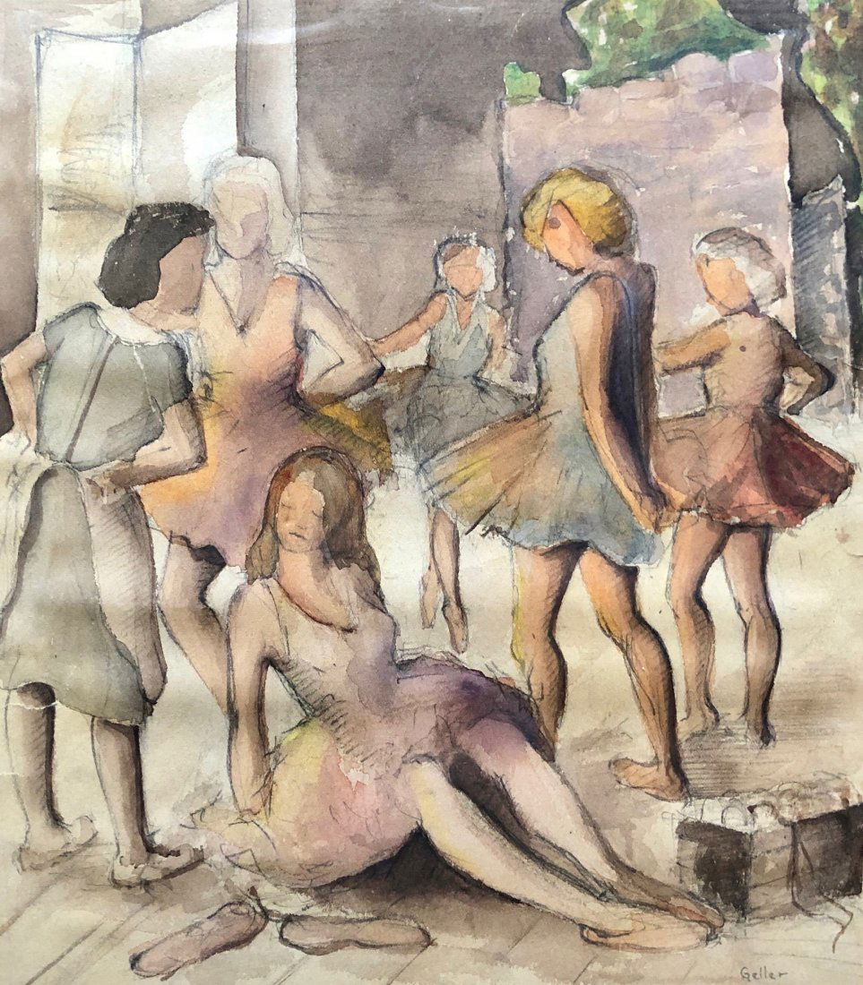 Modernist Ballerina Scene Signed GELLER (1 of 4)