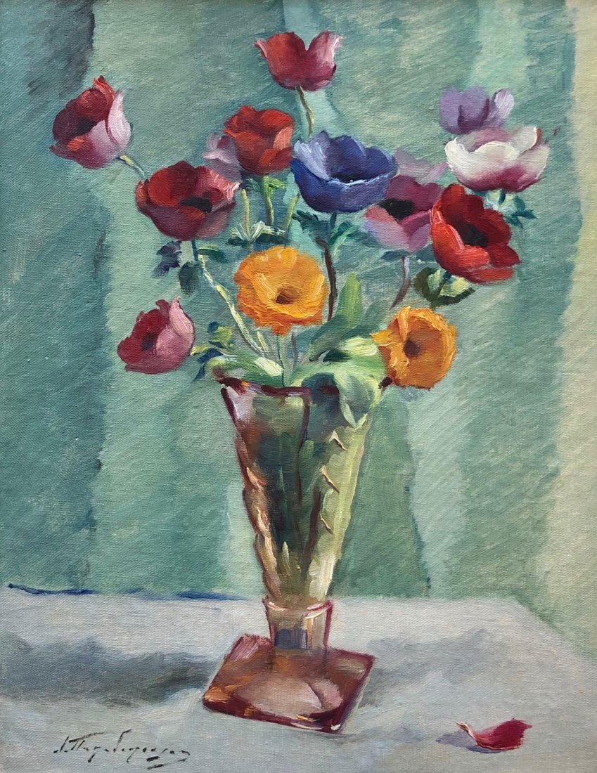 LEONIDAS PAPADOPOULOS (1914-1988, Greece) Flowers (1 of 6)