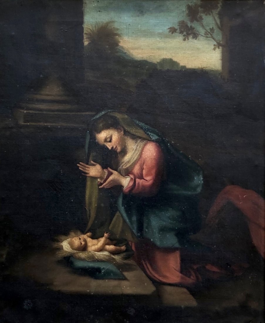 Antique Madonna & Child Painting (1 of 7)
