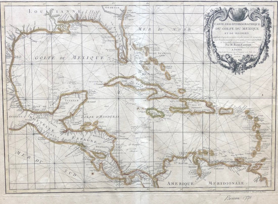 .18th Century French Map of Cuba, Florida and Louisiana (1 of 6)