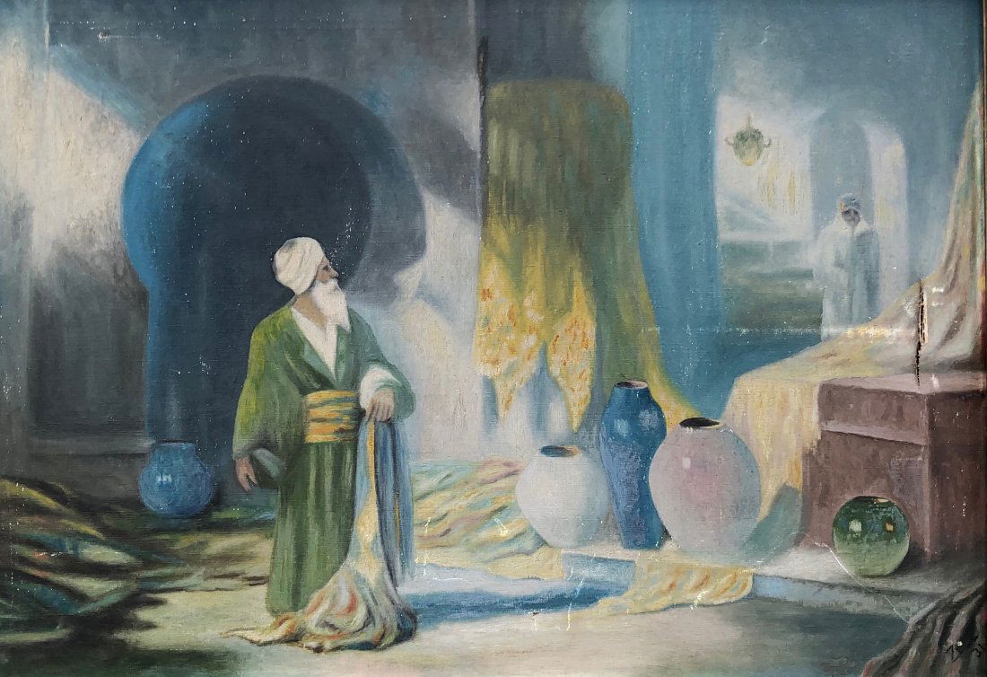 Middle Eastern Orientalist Scene Signed ZELL 1931 (1 of 6)