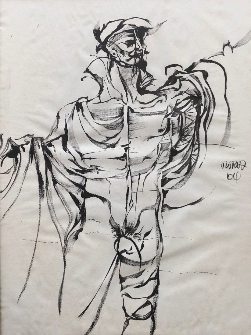 Illegibly Signed Modernist Abstract Watercolor 1964 (1 of 5)