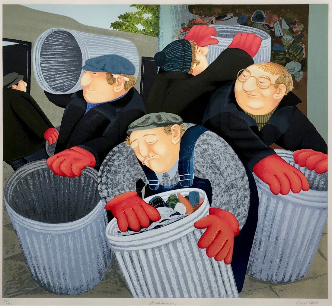 BERYL COOK (1921-2008, England) "Dustbin Men" (1 of 6)