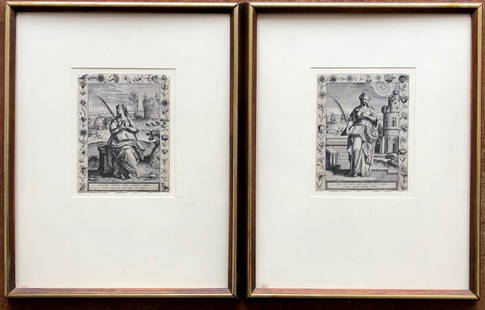 Old Master Engravings By Adriaen Collaert 1560-1618: 7 1/2 x 5 1/2 in. (paper), 19 1/2 x 15 1/2 in. (framed).Old master engravings by Adriaen Collaert 1560-1618. Martyrologium sanctorum virginum (Hollstein 260-283)