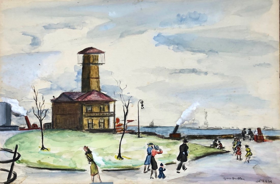 GRACE HUNTLEY PUGH (1912-2010, American) WPA 1939: Grace Huntley Pugh (1912 - 2010). 22 x 15 in. Watercolor on paper