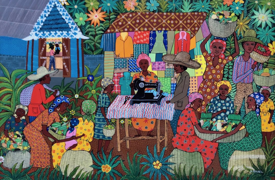SINCILIUS ISMAEL (20th c, Haiti) Naive Scene (1 of 4)