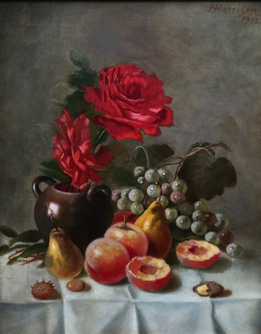 Early American Still Life Signed H. Harrison 1912 (1 of 4)