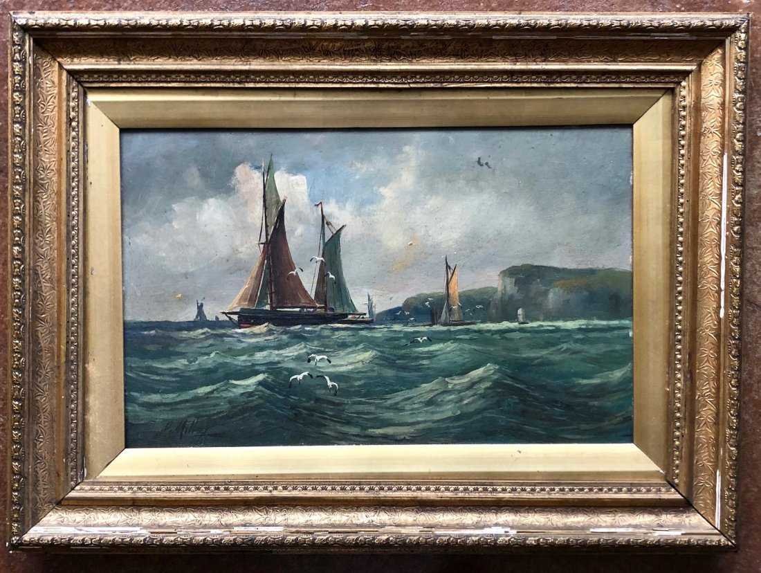 19th C English Impressionist Seascape Signed J. Miller (1 of 7)