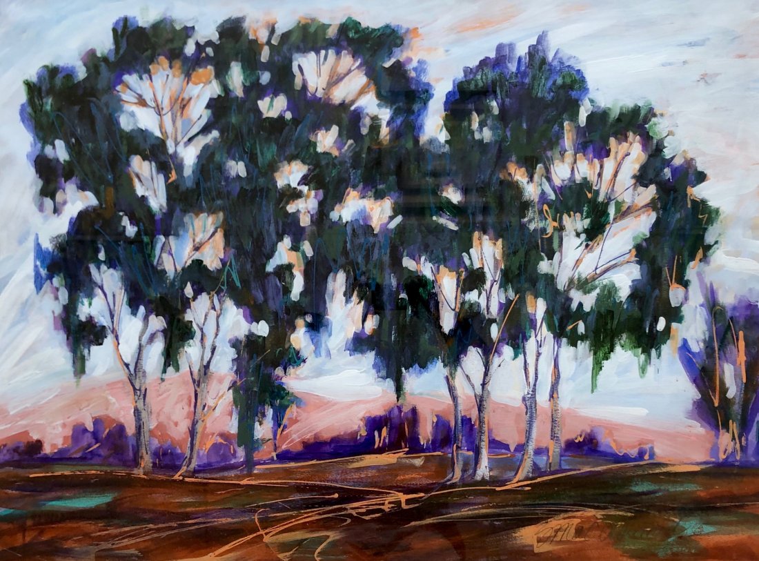 SANDRA MACDIARMID (b. 1937, California) Landscape: Contemporary. Acrylic on paper 39 1/2 x 29 1/2 in. (sight), 49 x 39 in. (framed)