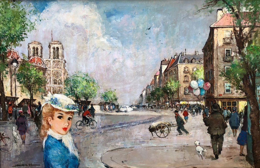 ANTAL JANCSEK (1907-1985, Hungary) Paris Scene (1 of 4)