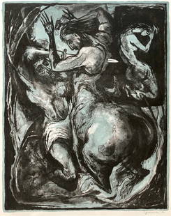 BENTON SPRUANCE (1904-1969, Pennsylvania) Modernist: Lithograph on paper dated 1954. Pencil signed. 23 1/4 x 17 1/4 in. (folio). From askart.com: Benton Spruance, internationally known artist and a pioneer in color lithography is a native of