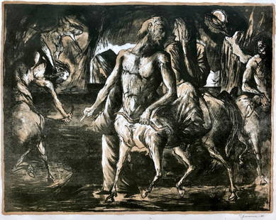 BENTON SPRUANCE (1904-1969, Pennsylvania) Modernist: Lithograph on paper dated 1954. Pencil signed. 20 1/4 x 16 in. (folio). From askart.com: Benton Spruance, internationally known artist and a pioneer in color lithography is a native of Philadelphia.