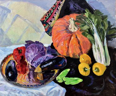 OTARI SHIUK (1921-1995, Russia) Still Life: Oil on canvas 36 x 30 in. From artists estate.