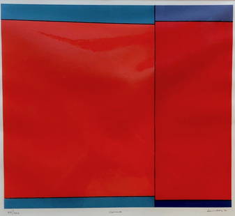 LUDWIG SANDER (1906-1975, New York) Pawnee: 17 1/2 x 15 1/2 in. (image), 24 x 23 in. (framed). Silkscreen abstract. Pencil signed edition of 100.A native of New York City and the son of a professional musician, Ludwig Sander studied