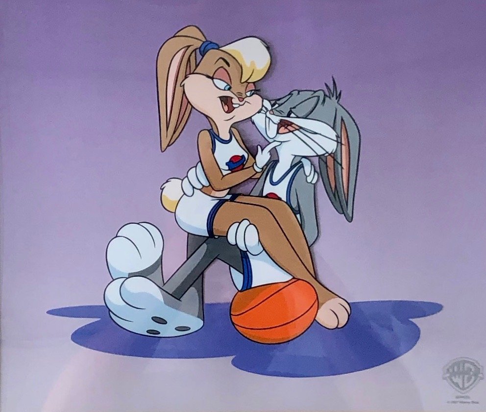 BASKETBALL COURT-SHIP Warner Bros Sericel: 12 x 10 in. (image), 19 x 17 in. (framed). Bugs Bunny. From a Mount Holly, NJ animation art collection.