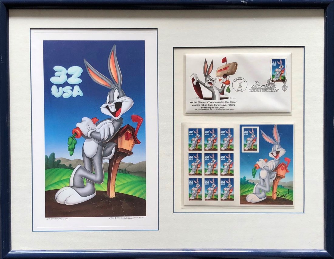 Bugs Bunny "The Ambassador of Stamp Collecting" Limited: Warner Brothers. Limited Edition. 20 1/2 x 16 in. From a Mount Holly, NJ animation art collection.
