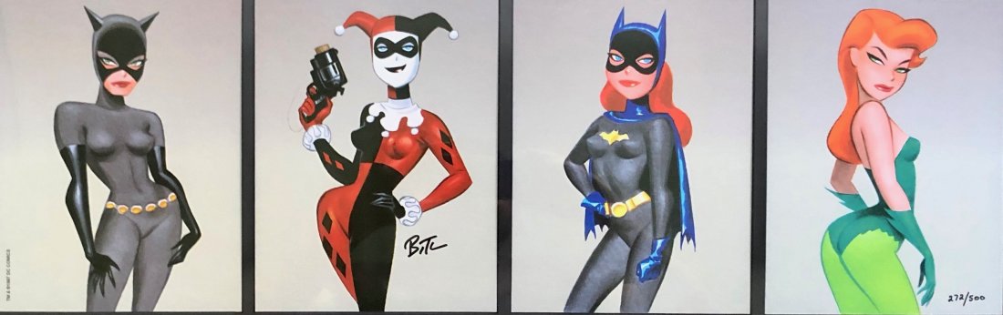THE WOMAN OF BATMAN Warner Brothers Bruce Timm: Bruce Timm - "The Women of Batman" Four-Print Limited Edition Set of 500 (Warner Brothers/DC, 1996) Batgirl, Harley Quinn, Catwoman, and Poison Ivy. Each print measures approximately 6" x 8", and all 