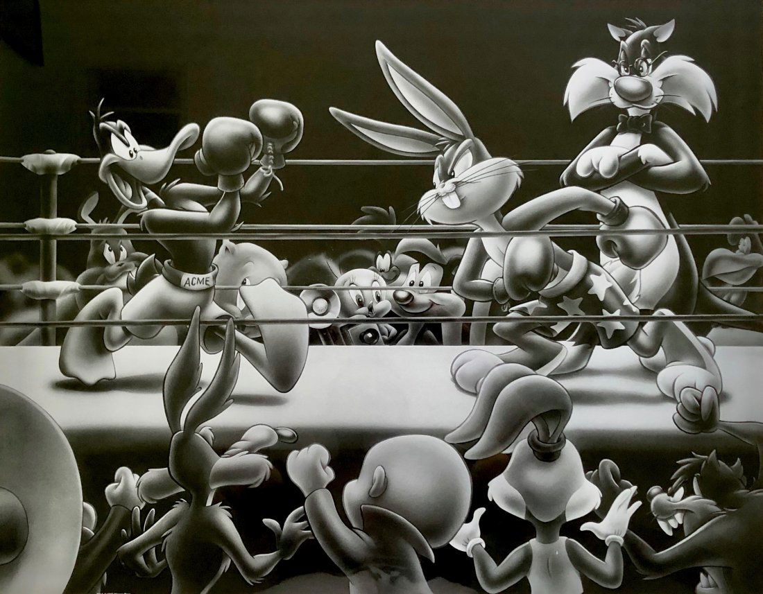 BUGS BUNNY & DAFFY DUCK Boxing Framed Print 1998 (1 of 3)