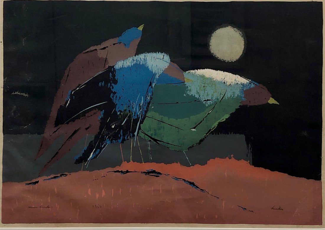 PHILLIP HICKEN (1910-1985, Massachusetts) Moon Birds (1 of 4)