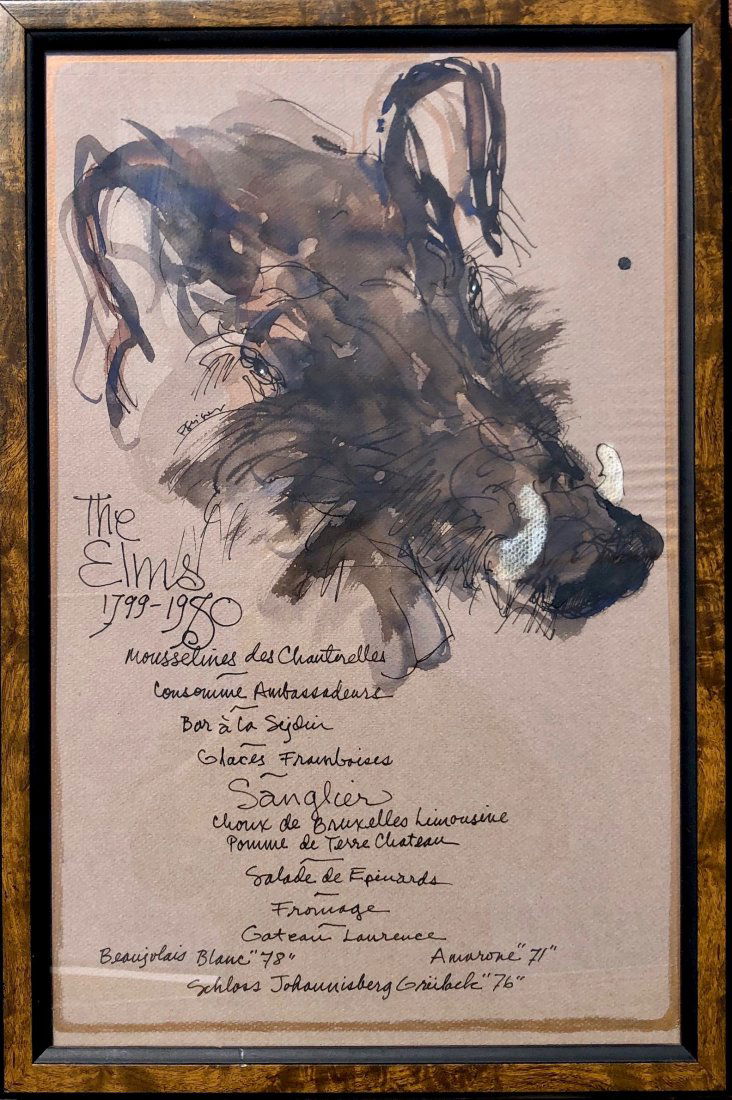 Vintage Signed Menu From French Restaurant THE ELMS (1 of 5)